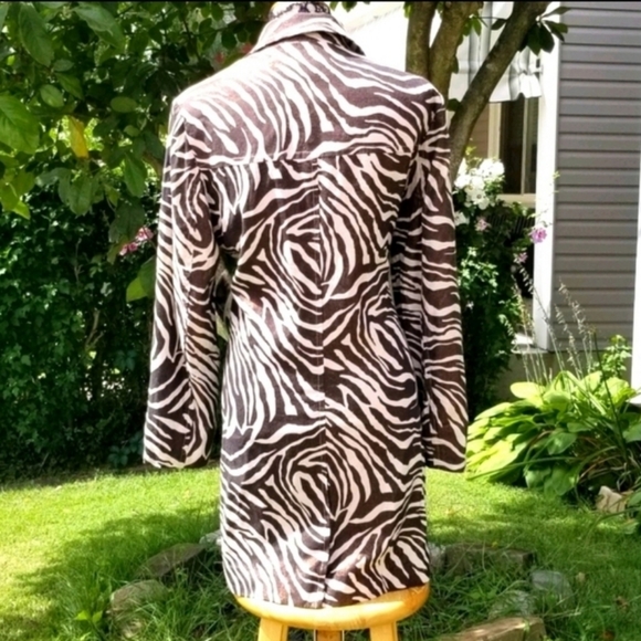 🆕️Pamela McCoy Linen Glittering Bronze animal print coat - Picture 4 of 8